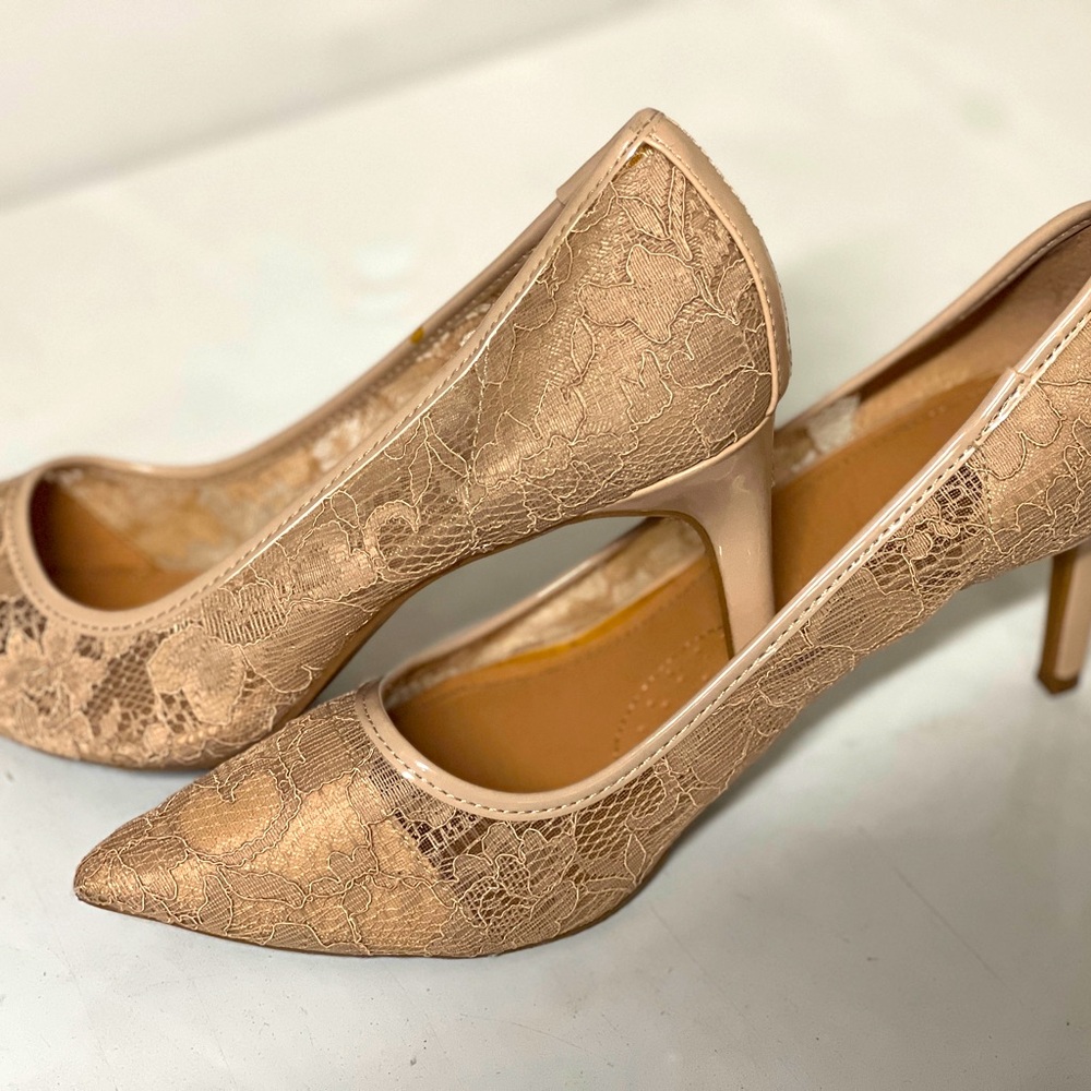 nude lace heels size 9